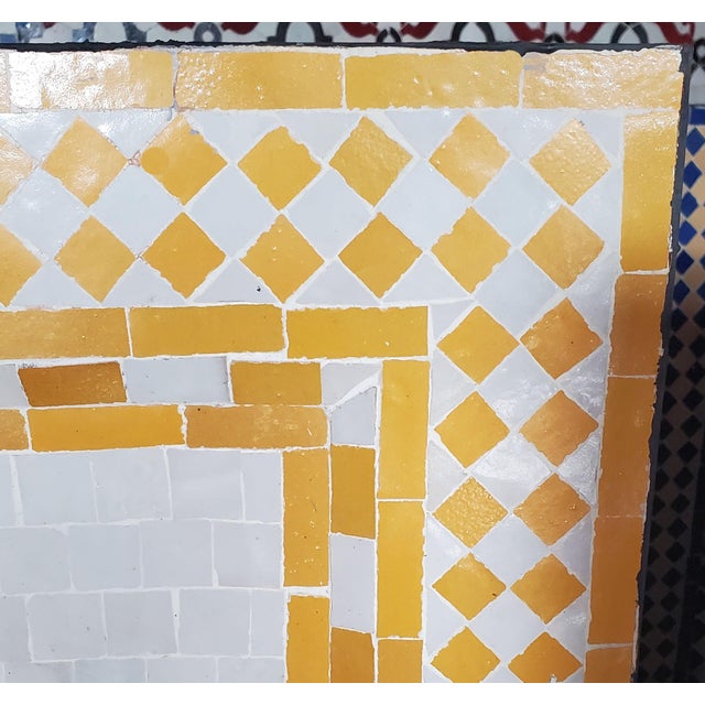 White & Yellow Rafraf Moroccan Mosaic Fountain | Chairish