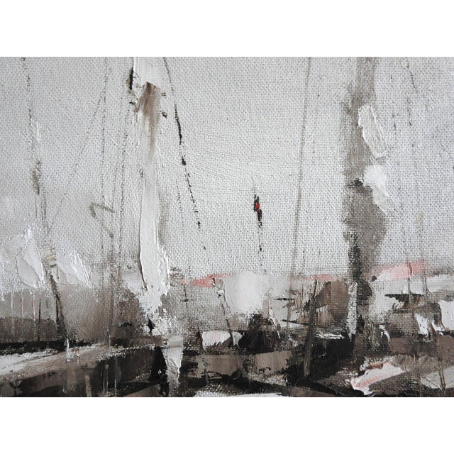 White Large Mid 20th Century Atmospheric Harbor Scene by Charles C. Gruppe Zantman Gallery Provenance For Sale - Image 8 of 17