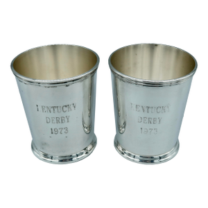 Pair of Vintage Silverplate Kentucky Derby Mint Julep Cups, Circa 1973