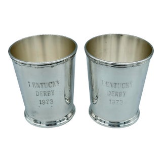 Vintage Silverplate Kentucky Derby Mint Julep Cups, Circa 1973 - a Pair For Sale