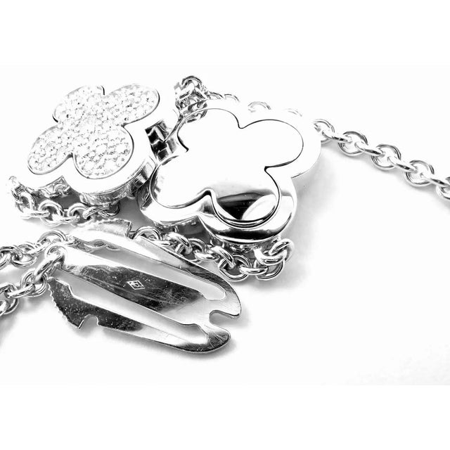 1990s Van Cleef & Arpels Pure Alhambra Nine Motifs Diamond White Gold Necklace For Sale - Image 11 of 11