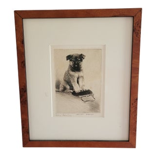 Morgan Dennis “Police Protection” Signed Etching / Illustration, Framed, C. 1930s For Sale