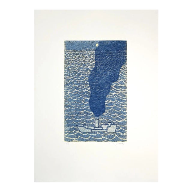 Francesco Casorati, Ship Smoke, Etching, 1970s For Sale