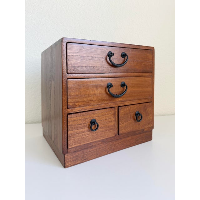 Wood Vintage Tabletop Tansu Chest, Japan For Sale - Image 7 of 13