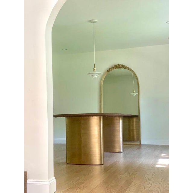 2010s Contemporary Walnut Wood Oval Dining Table For Sale - Image 5 of 6