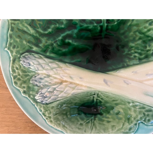 Majolica Asparagus & Cabbage Plate by Criel Et Montereau, C. 1880's For Sale In San Francisco - Image 6 of 9