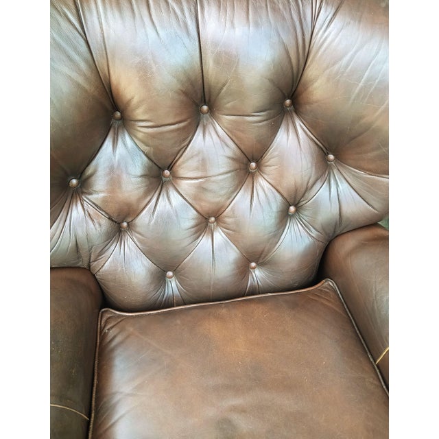 Vintage Ethan Allen Cromwell Tufted Genuine Leather Recliner For Sale - Image 10 of 12