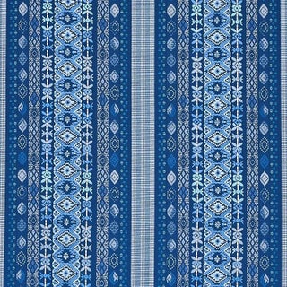 Sample- Schumacher Cosima Embroidery Fabric in Blue Multi For Sale