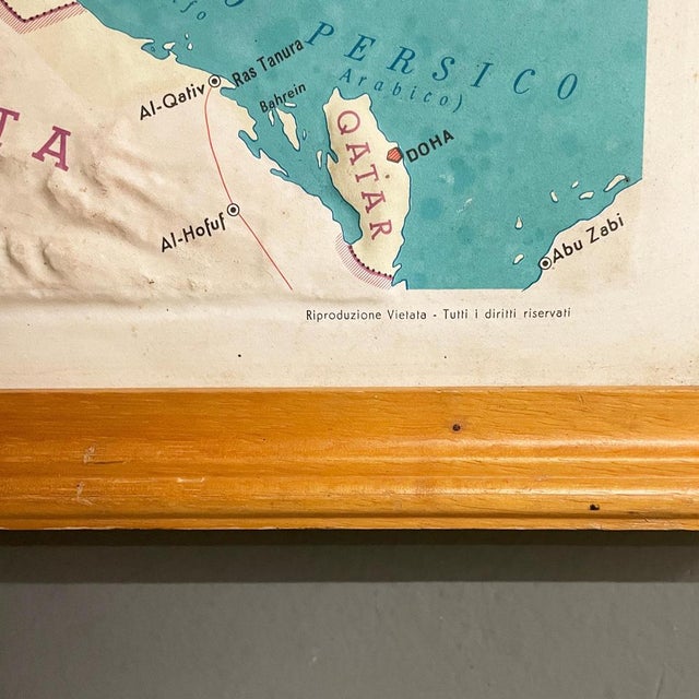 Modern Italian Topographic Geographical Map in Wood Frame of Europe, 1950s-1990s For Sale - Image 14 of 16
