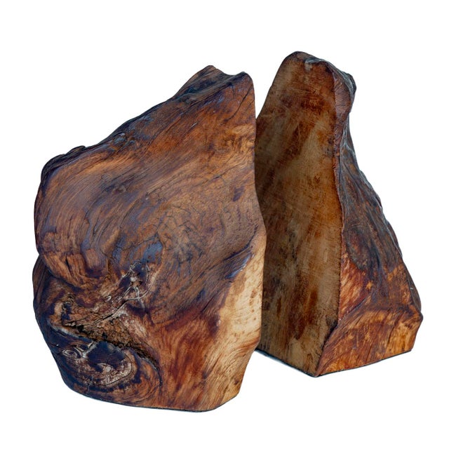 Pr. Vintage Organic Wooden Bookends For Sale - Image 4 of 10