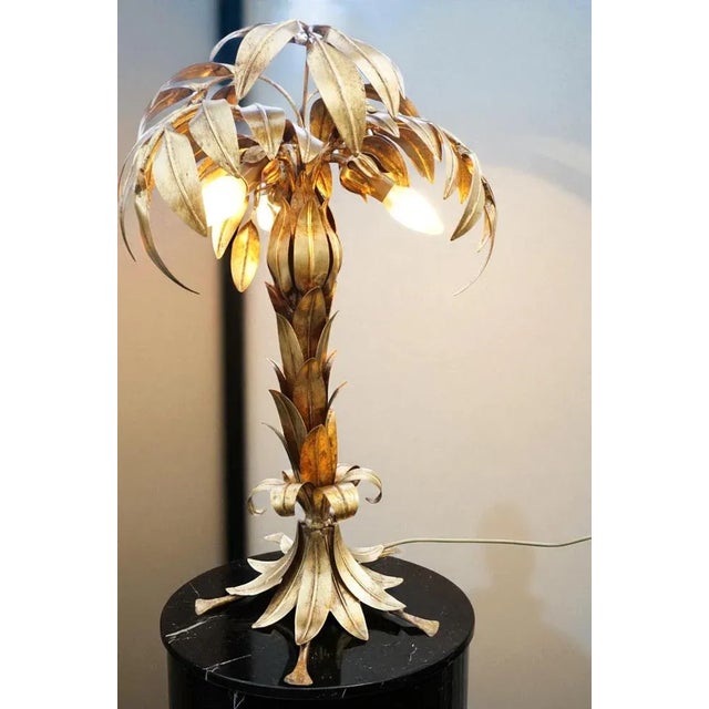 Metal Hollywood Regency Palmtree Table Lamp by Hans Kögl, 1980s For Sale - Image 7 of 18