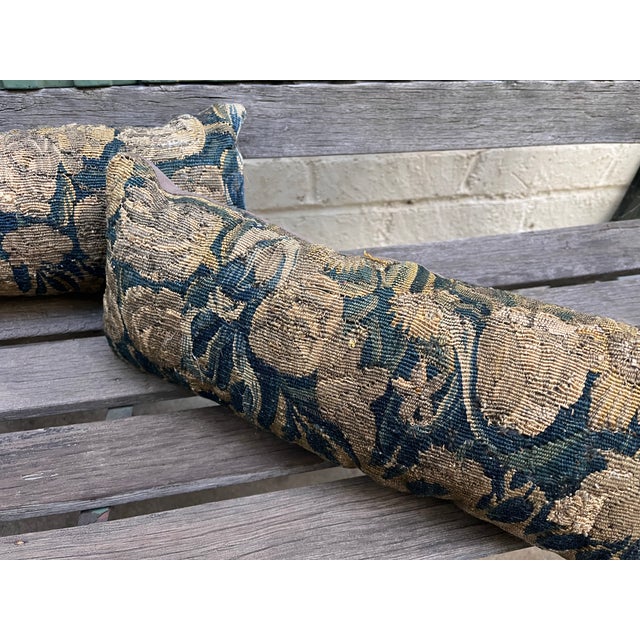 Mid 18th Century A Pair of 18th Century Pillow With Tapestry and Flower Design For Sale - Image 5 of 7