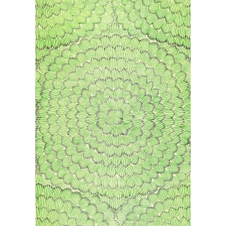 Sample - Schumacher X Celerie Kemble Feather Bloom Sisal Wallpaper in Emerald & Ore For Sale
