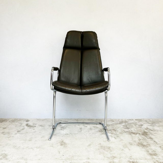 Mid-Century Modern Vintage Cantilever Armchair in Chrome and Leather by Tim Bates for Pieff, 1970s For Sale - Image 3 of 14