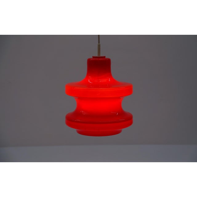 Lipstick Red Glass Hanging Lamp by Peill & Putzler, 1960s For Sale - Image 6 of 11