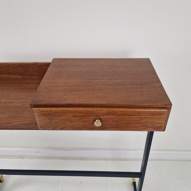 Mid-Century Modern Italian Console Table with Brass Elements, 1950s For Sale - Image 10 of 18
