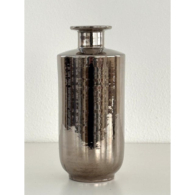 Mid-Century Italian Metallic Ceramic Vase by Aldo Londi for Bitossi, 1960s For Sale - Image 9 of 11