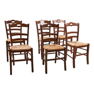 Rustic and Wooden Chairs, Set of 6 For Sale