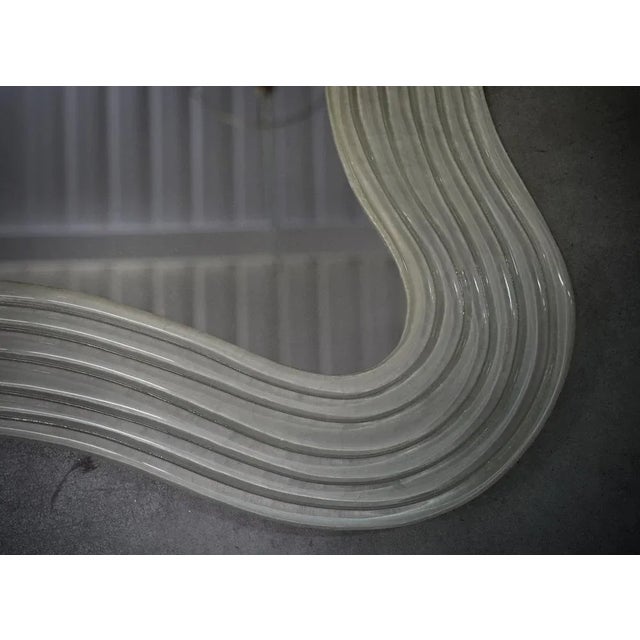 Mid-Century Modern Murano Ivory Glass and Brass Console Wall Mirror, 1990 For Sale - Image 3 of 9