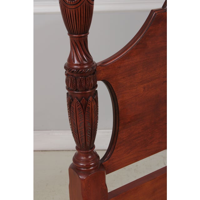 Henkel Harris Cherry Queen Sized Rice Carved Poster Bed For Sale - Image 14 of 16