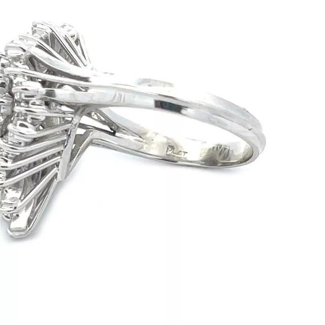 Platinum Diamond Ballerina Ring 2.60ct 3 Tier Pear Shape Solitaire For Sale In Miami - Image 6 of 6