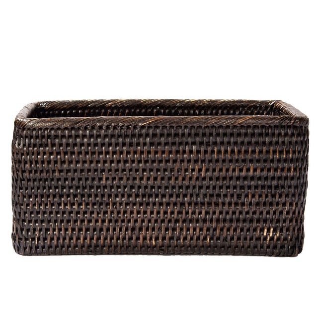 Boho Chic Artifacts Rattan Petite Basket in Tudor Black - 10" For Sale - Image 3 of 11