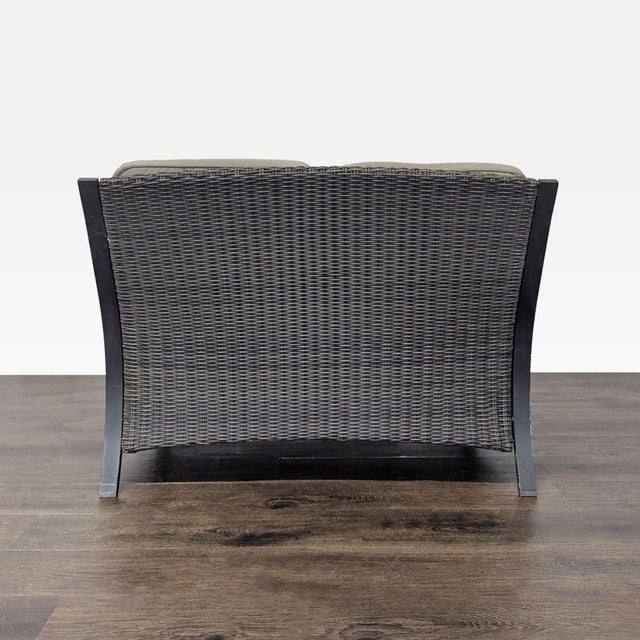2000 - 2009 Outdoor All Weather Wicker Loveseat With Cushions For Sale - Image 5 of 9