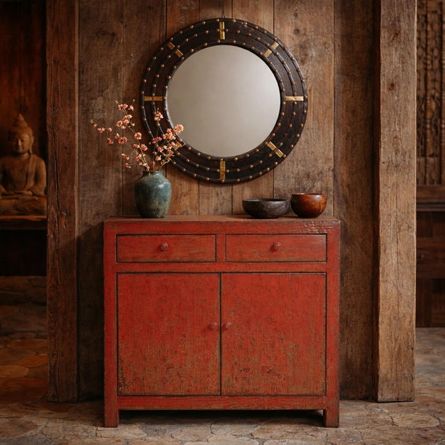Vintage Elm Persimmon Rustic Accent Cabinet For Sale In Los Angeles - Image 6 of 6
