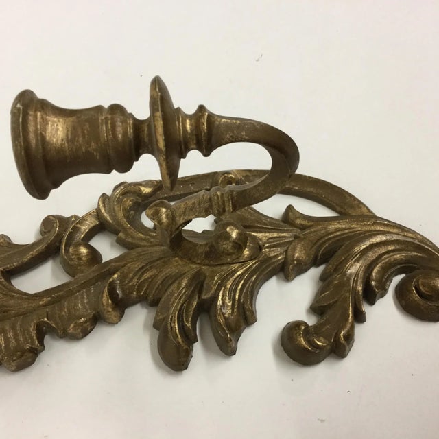 Rococo Plastic Gold Leaf Sconces - A Pair For Sale In Portland, ME - Image 6 of 11