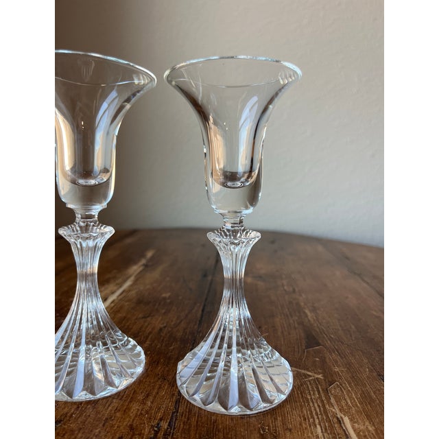 Mikasa Pair of Vintage Mikasa “The Ritz” Pattern Crystal Candlestick Holders For Sale - Image 4 of 8