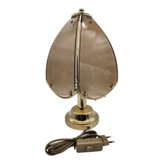 Vintage Star Light Brass Petal Table Lamp with Tinted Glass Shades, 1970s For Sale