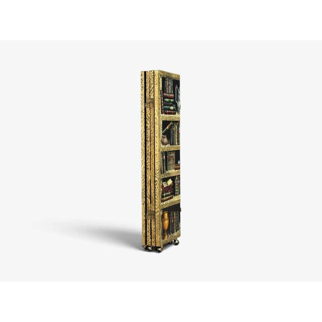 Wood Piero Fornasetti, Rare Trompe L’Oeil “Libri” Four-Panel Folding Screen, Italy, 1999 For Sale - Image 7 of 10