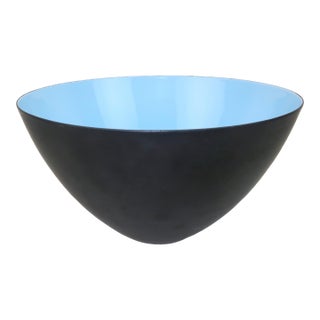 Krenit Large Blue Enamel Danish Modern Bowl by Herbert Krenchel, 1960's For Sale