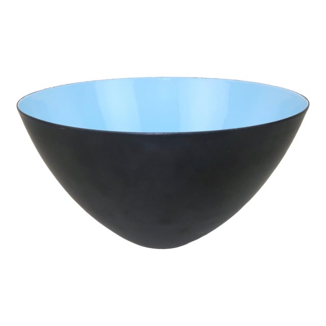 Krenit Large Blue Enamel Danish Modern Bowl by Herbert Krenchel, 1960's For Sale