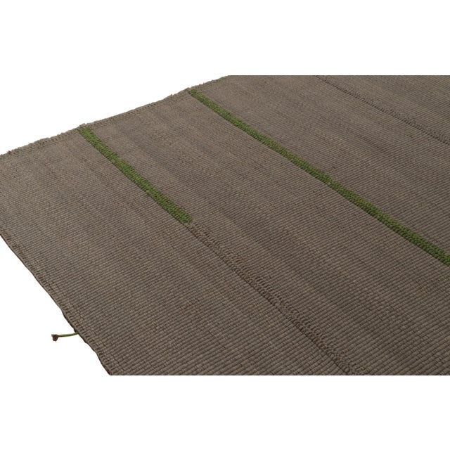 2010s Rug & Kilim’s Contemporary Kilim in Gray With Green and Beige-Brown Accents For Sale - Image 5 of 8