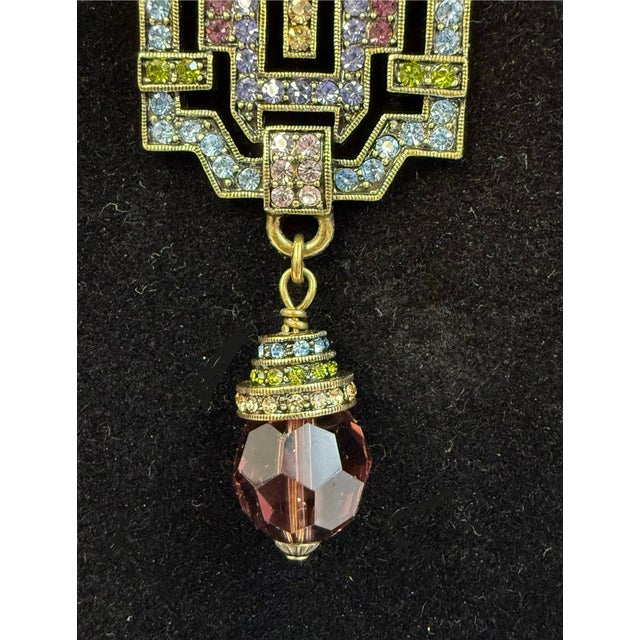 Art Deco Heidi Daus Art Deco Lavender Swarovski Crystal Signed Necklace New W/ Box Retired For Sale - Image 3 of 12