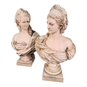 Two Classical White Marble Bust of a Ladys, Italy 1950s