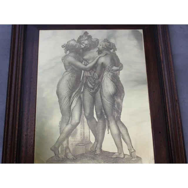 Vintage The Three Graces Drypoint Etching on Metal Plate, Framed For Sale - Image 6 of 11