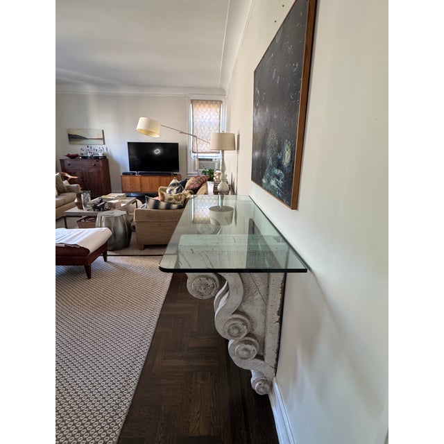 Late 19th Century Monumental Antique Carved Wood Architectural Corbel Console Table With Glass Top For Sale - Image 10 of 10