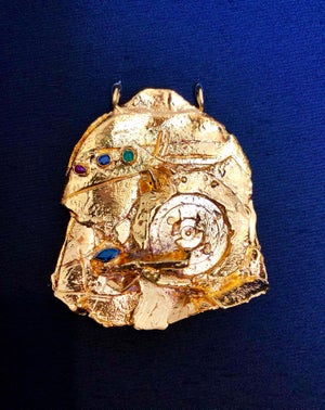 Igael Tumarkin, Gilt Bronze Sculpture Brooch Wearable Art Israeli Tumarkin Abstract Surrealist, c.1960s-1970s