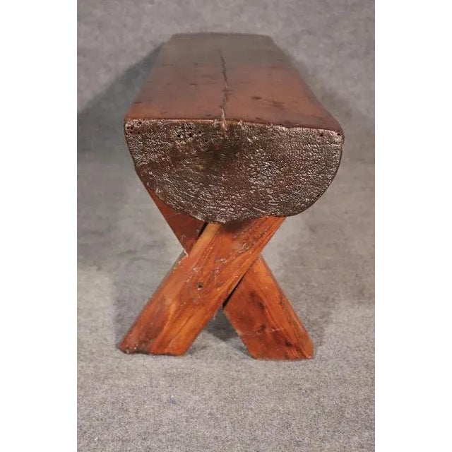 Rustic Mid 20th Century Rustic Wood Bench For Sale - Image 3 of 10