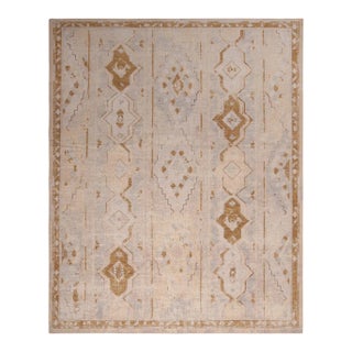 Rug & Kilim’s Oversized Rayure Boheme Rug in Ice Blue and Gold, 13x19 For Sale