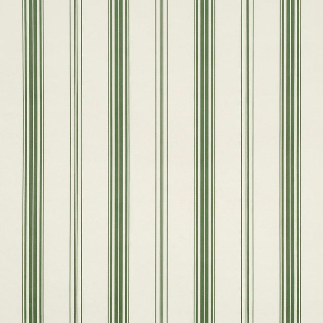 Schumacher Coco Stripe Wallcovering In Green For Sale In New York - Image 6 of 6