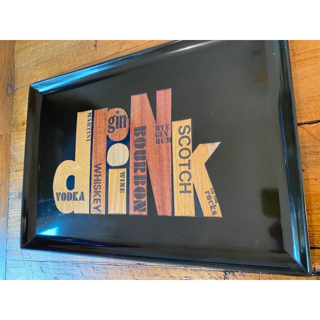 Mid 20th Century Couroc of Monterey "Drink" Bar/Serving Tray For Sale In Portland, OR - Image 6 of 10