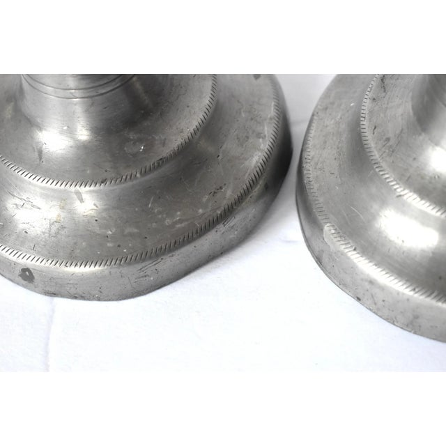 Metal Pair of Antique 18th-Century French Pewter Candle Sticks For Sale - Image 7 of 10