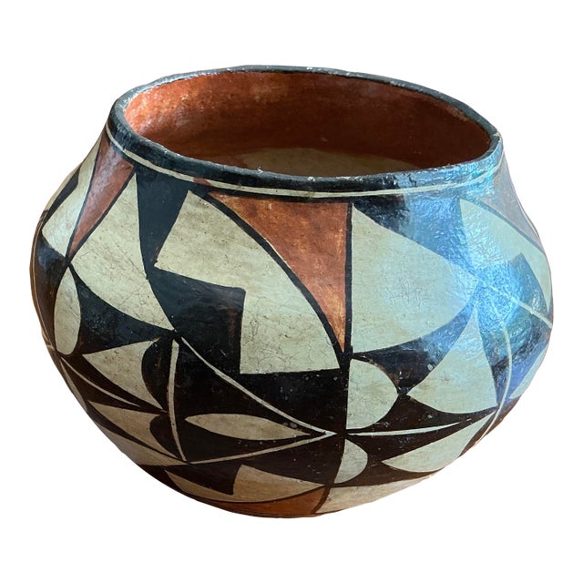 1970s Acoma Pueblo Multi Color Pottery/ Vessel Styled After Marie Torivio For Sale
