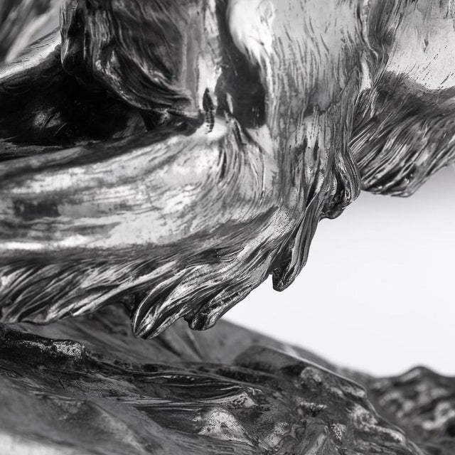 Continental Artist, Hunting Setter Dog Statue, 1910s, Silver Plated Metal For Sale - Image 12 of 18