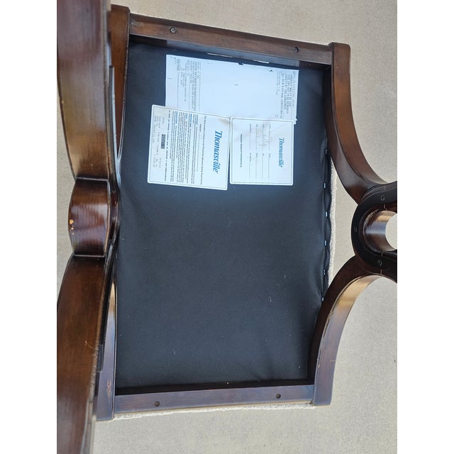 Wood Pair of Thomasville Sculptural Wood Ottomans With New Bouclé Upholstery For Sale - Image 7 of 7