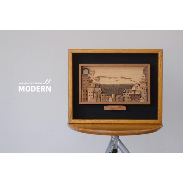 Impossibly charming vintage 3D art piece showcasing a cityscape of Valparaiso, Chile. Displayed in an open shadow box and...