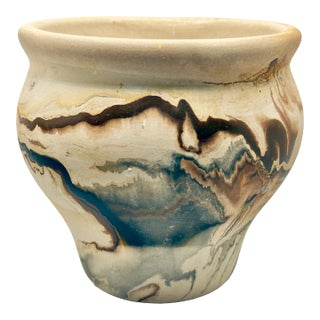 Vintage Nemadji Pottery Swirl Vase For Sale